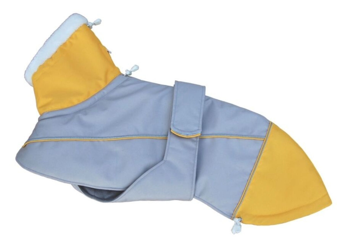Waterproof Padded Luxury Jacket in yellow for greyhounds and whippets - the luxury winter jacket collection
