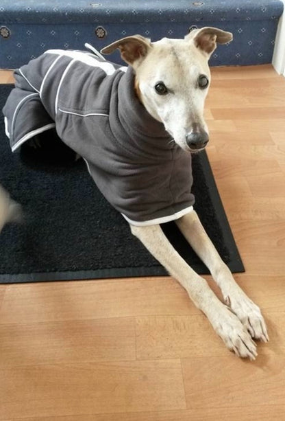 Slate Grey Fleece Housecoat for Greyhounds and whippets - the fleece housecoat collection