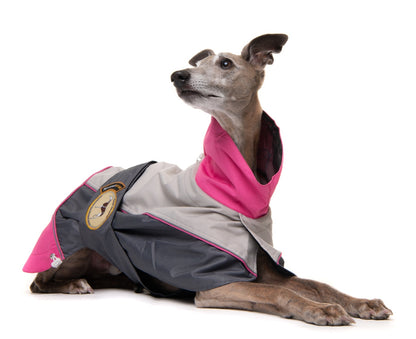 Rain coat for greyhounds grey/pink - the waterproof rain coat collection