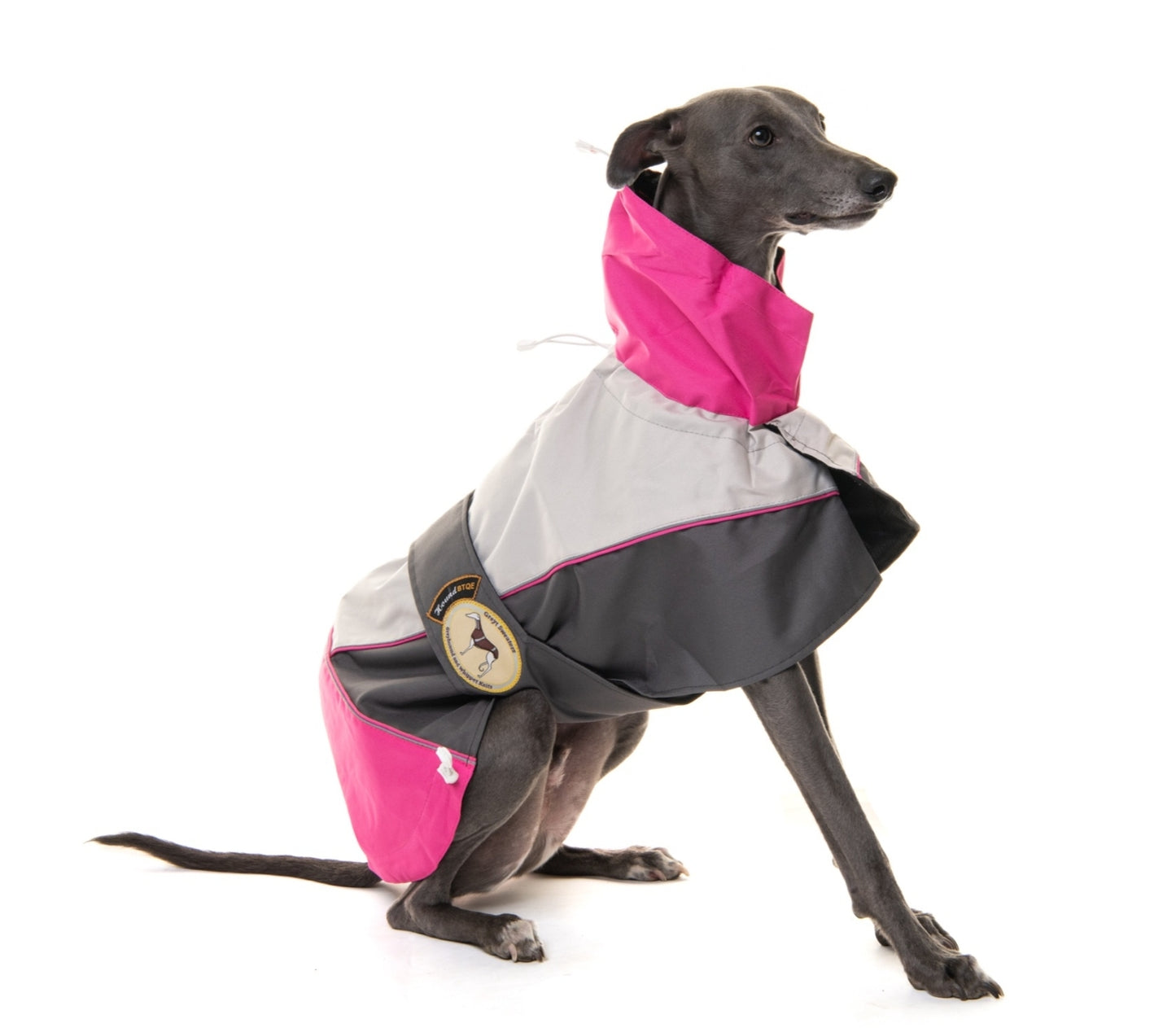 Rain coat for greyhounds grey/pink - the waterproof rain coat collection