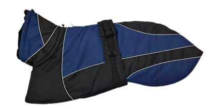 Waterproof Padded Luxury Jacket; Black/Indigo for Greyhounds - the luxury winter jacket collection