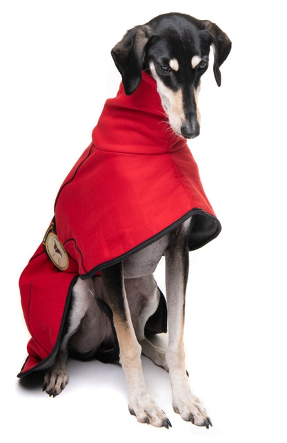 Scarlet Red Jersey Fleece for Greyhounds and whippets - the jersey housecoat collection