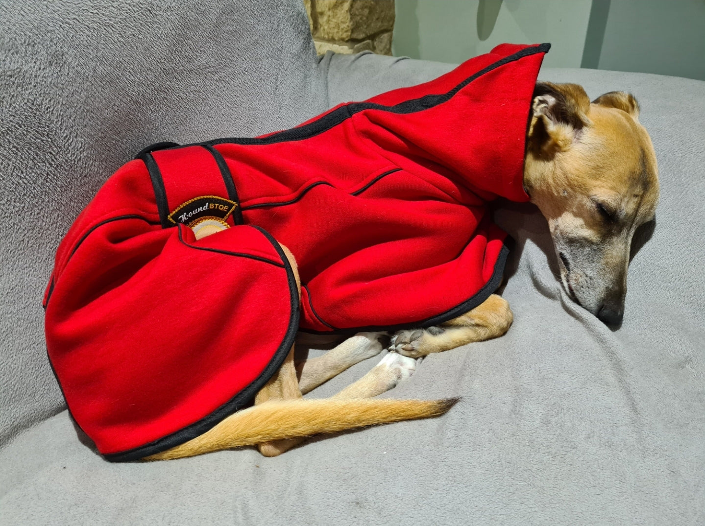 Scarlet Red Jersey Fleece for Greyhounds and whippets - the jersey housecoat collection