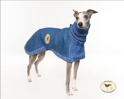 Blue or Indigo Denim/Knit Sweaters for Greyhounds+Whippets - the denim housecoat collection