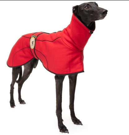 Scarlet Red Jersey Fleece for Greyhounds and whippets - the jersey housecoat collection