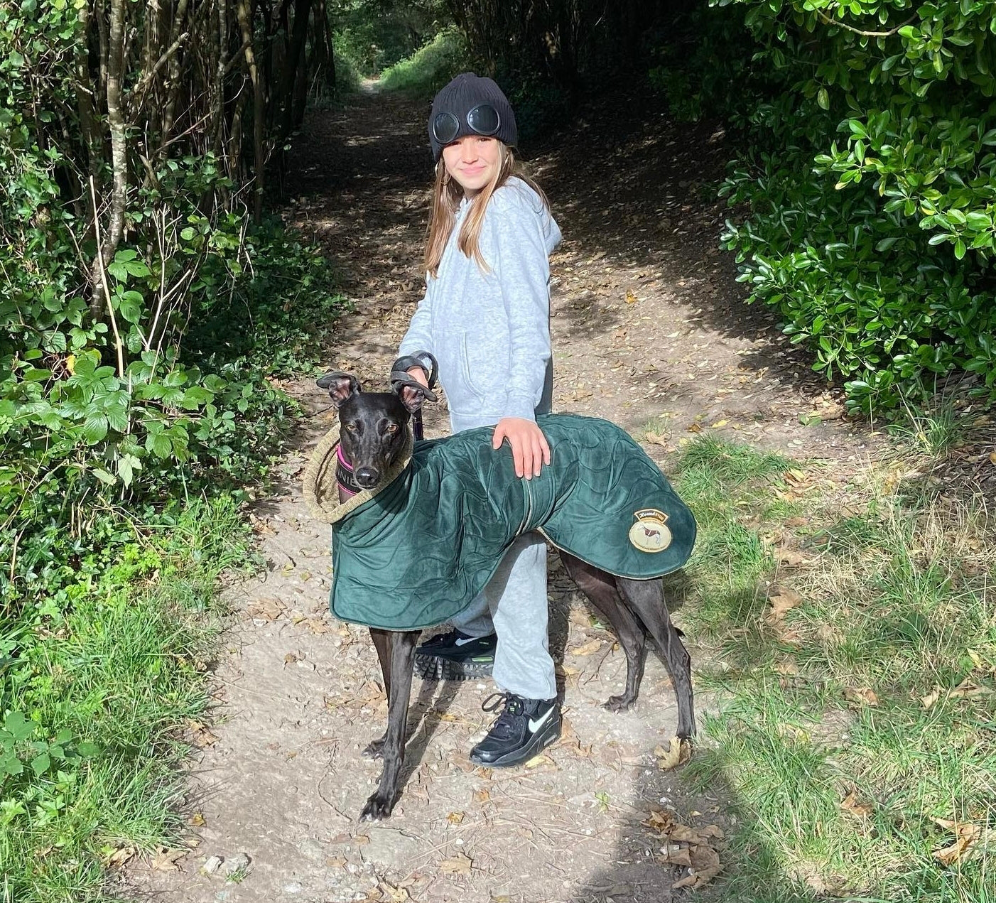 The Emerald velvet knit jacket for greyhounds - the luxury regal collection