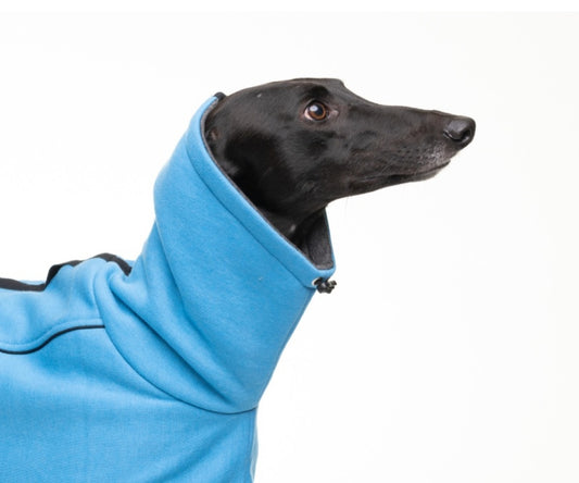 Sky Blue Jersey Fleece for Greyhounds and whippets - the jersey housecoat collection