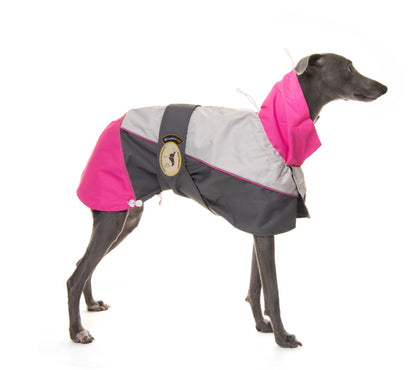 Rain coat for greyhounds grey/pink - the waterproof rain coat collection