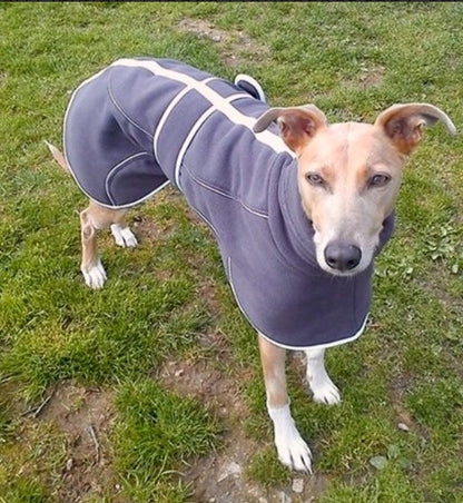 Slate Grey Fleece Housecoat for Greyhounds and whippets - the fleece housecoat collection