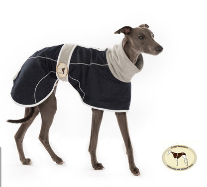 Indigo Blue Denim Coat for Greyhounds and whippets - the denim housecoat collection