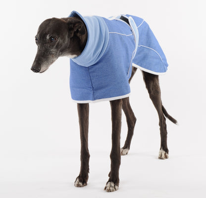 Stonewashed, Faded Blue Denim House Coat for Whippets + Greyhounds - the denim collection