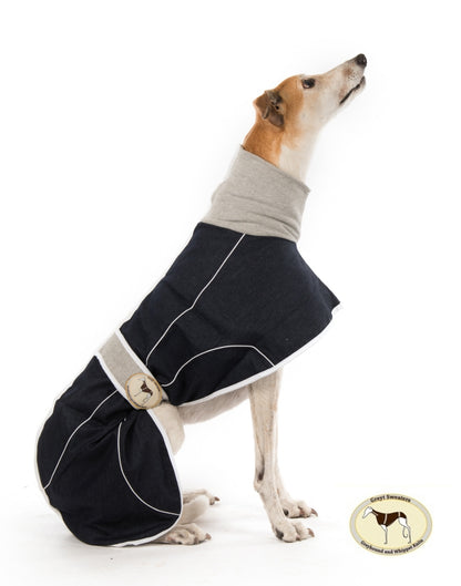 Indigo Blue Denim Coat for Greyhounds and whippets - the denim housecoat collection