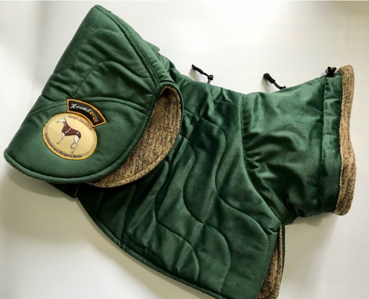 The Emerald velvet knit jacket for greyhounds - the luxury regal collection