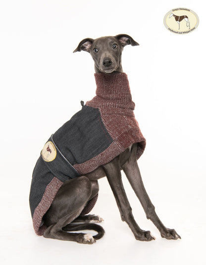 Blue or Indigo Denim/Knit Sweaters for Greyhounds+Whippets - the denim housecoat collection