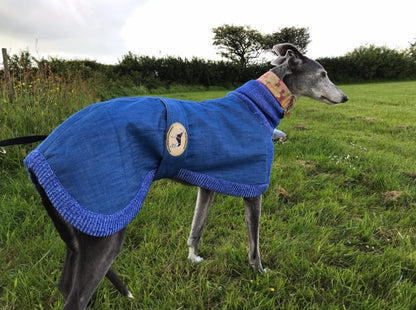 Blue or Indigo Denim/Knit Sweaters for Greyhounds+Whippets - the denim housecoat collection