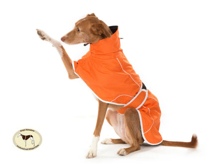 Orange rain mac for greyhounds - the waterproof rain mac collection