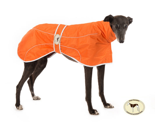 Orange rain mac for greyhounds - the waterproof rain mac collection